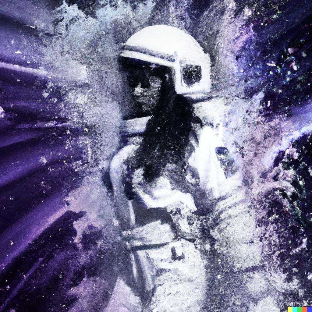 an astronaut, particle explosion, digital art